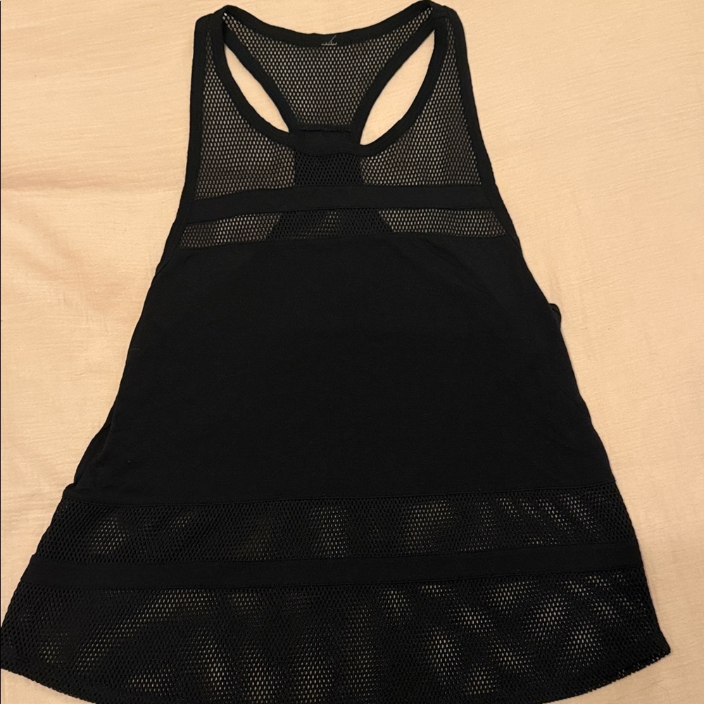 ALO Yoga Black Mesh Racerback Workout Tank
